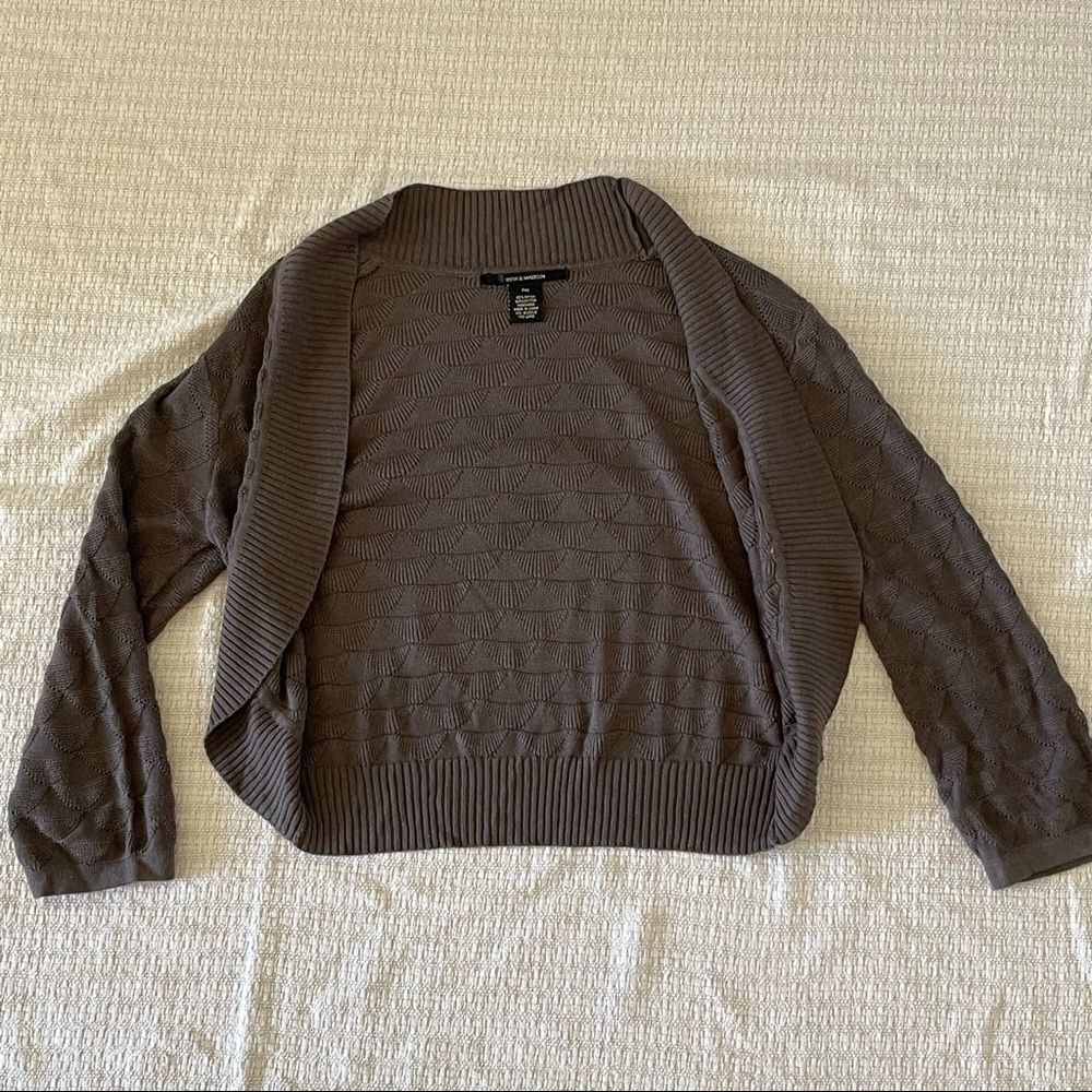 89 & Madison knit crop long sleeve cardigan, olive green, size M petite - Picture 6 of 8